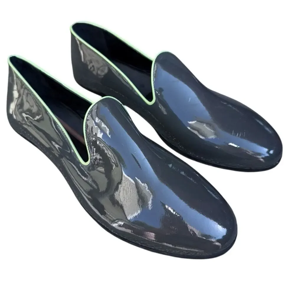 GALET Men's Patent Slip-On Loafers  Forrest Green Size FR 43 / US 10